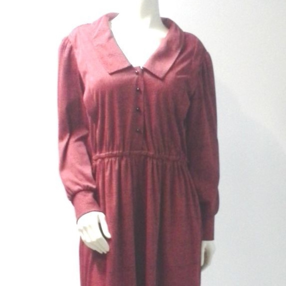 The Original Shirt Dress 70s Red Black Secretary Day Dress Size Large